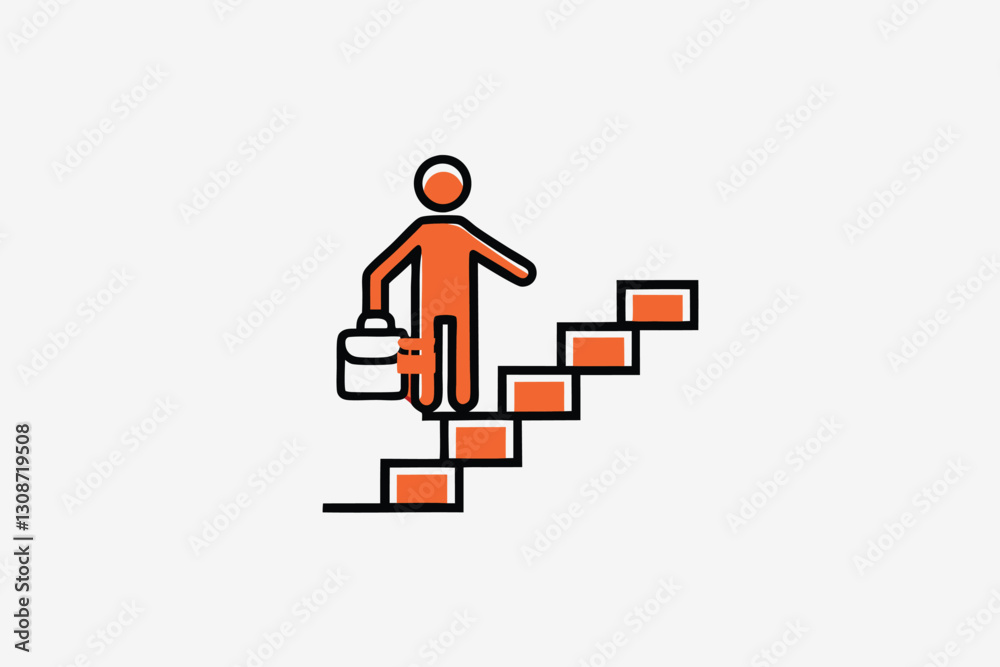 Businessman climbing up staircase career ladder success concept. personal development concept minimalist head logo, Icon, element. Vector illustration Businessman climbing up staircase career ladder success concept. personal development concept minimalist head logo, Icon, element. Vector illustration