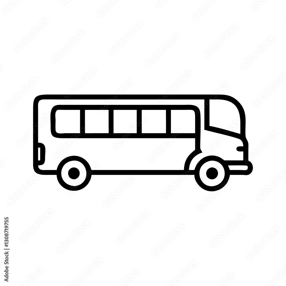 Students life School bus exterior, line icon Students life School bus exterior, line icon