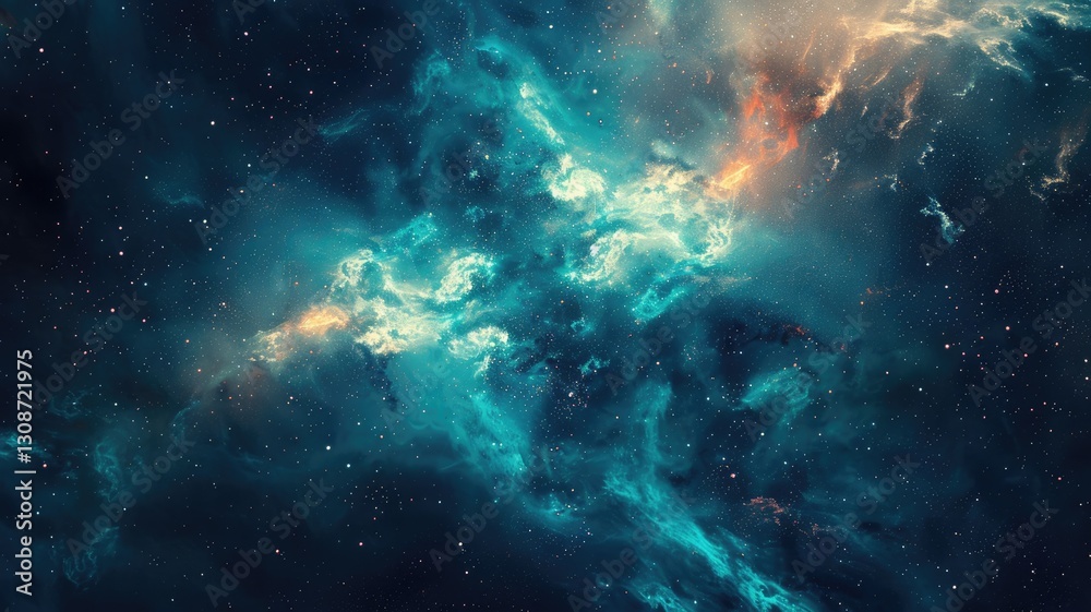 Fototapeta premium Abstract of wonderful colorful wave in nebula style design connect and flow express energy dynamic represent connection of star in universe or plasma scatter on space with mysterious scene. AIG53.