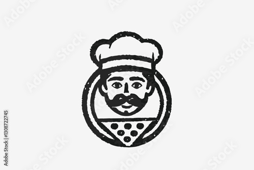 Detailed chef logo template. Design element for logo, poster, card, banner, emblem, t shirt. Vector illustration