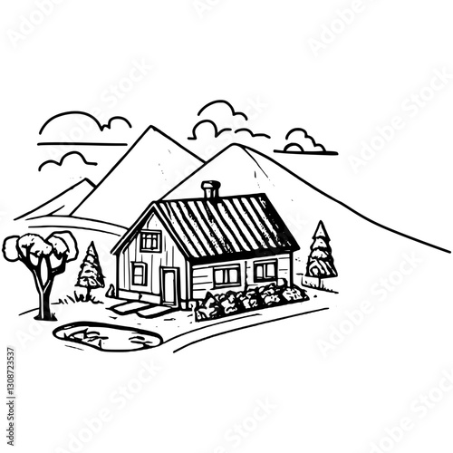 rustic house with mountain view