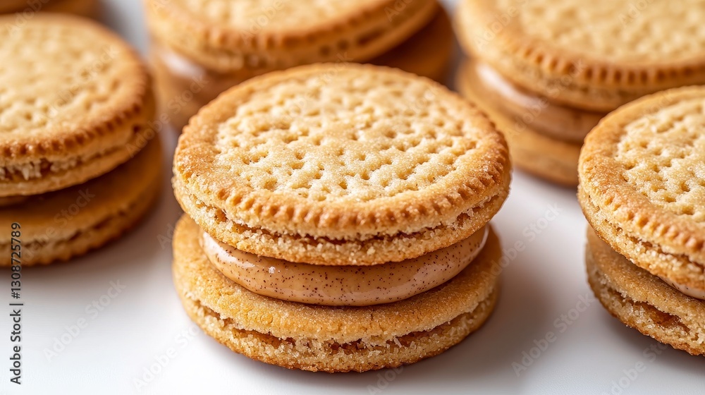 Delicious Peanut Butter Sandwich Cookies A close-up shot showcasing the creamy filling and perfectly baked wafers, perfect for dessert lovers and baking enthusiasts Capture the essence of homemade Delicious Peanut Butter Sandwich Cookies A close-up shot showcasing the creamy filling and perfectly baked wafers, perfect for dessert lovers and baking enthusiasts Capture the essence of homemade