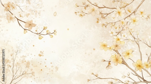 Watercolor flowers pattern japanese cherry blossom background wallpaper