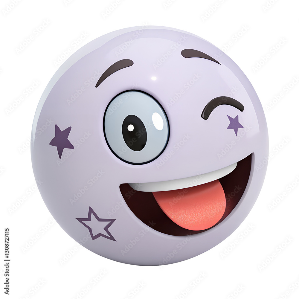 Fototapeta premium 3D icon, Playful Emoticon with Tongue Out and Eyes Twinkling