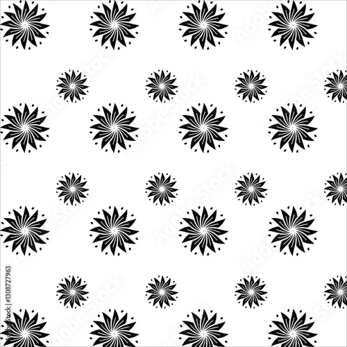 set of black and white flowers