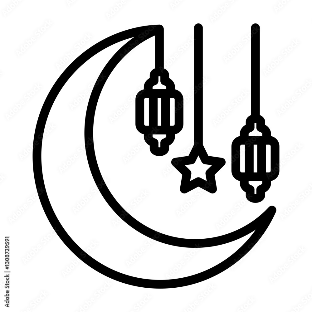 Fototapeta premium Eid ul Fitr Vector Line Icon Design