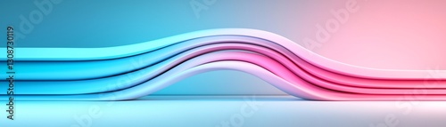 3D podium with curved futuristic architecture, immersive atmospheric lighting, cinematic color grading, floating objects, sleek and sophisticated styling, photorealistic textures