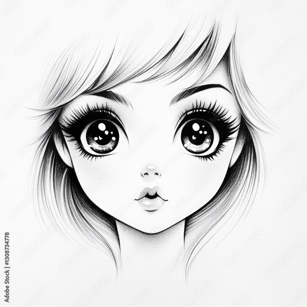 Fototapeta premium Hyper realistic pencil drawing of whimsical character with intricate details