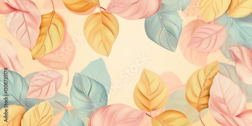 The close up picture of pink and yellow leaf and foliage with light yellow background, leaf or foliage is refers to collective leaves of plant or tree, often highlighting appearance as a group. AIG51.