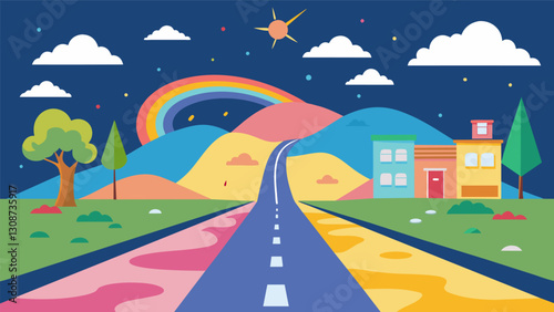 Watch as the sidewalks come to life with bursts of color and charming imagery at the annual chalk art festival.. Vector illustration