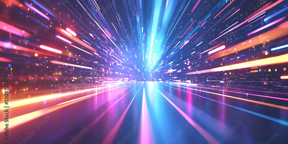 Fototapeta premium Futuristic Horizon Laser Background - Tech Aesthetic