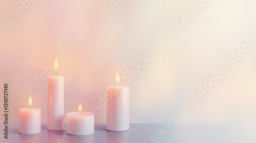 Soft Glow of Two Candles with Warm Light in a Tranquil Minimalist Atmosphere