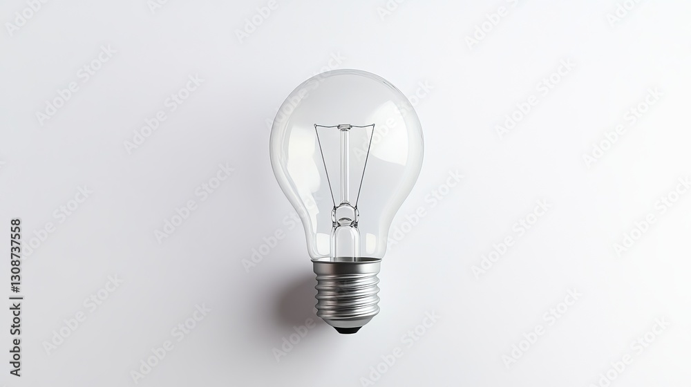 A single lightbulb is displayed against a white background, emphasizing simplicity and design A single lightbulb is displayed against a white background, emphasizing simplicity and design