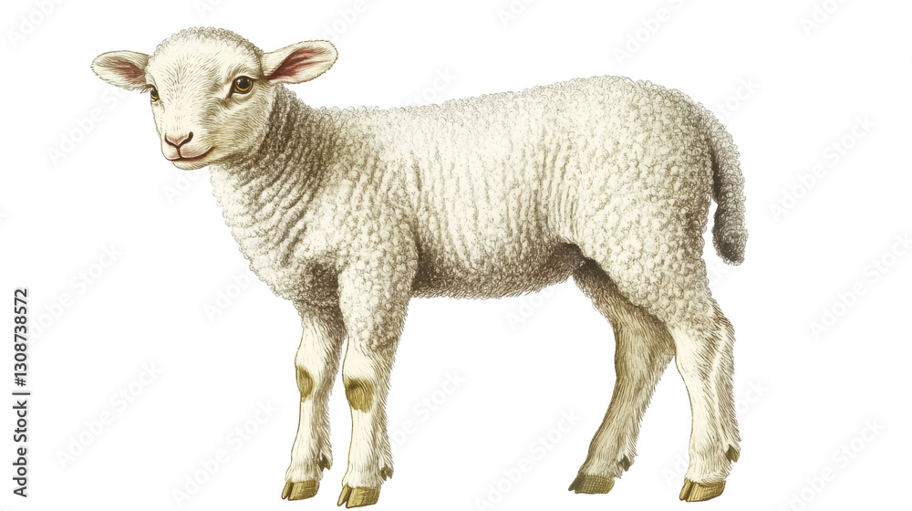 Fototapeta premium Fluffy Lamb isolated on white background