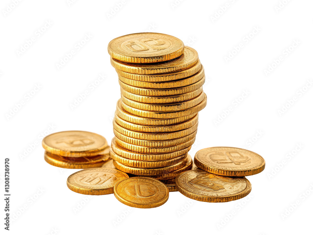 Isolated Stack of Gold Coins Isolated Stack of Gold Coins