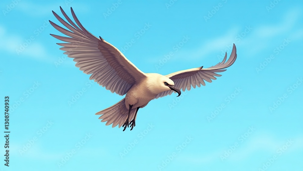 Obraz premium Art flying bird against blue sky background.