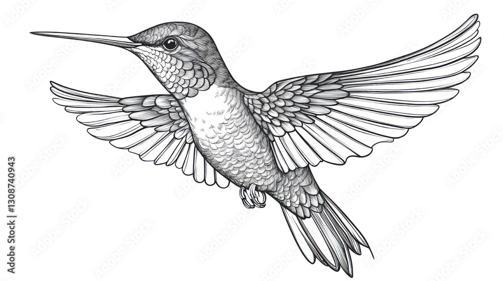 Obraz premium Tropical hummingbird illustration isolated on white background