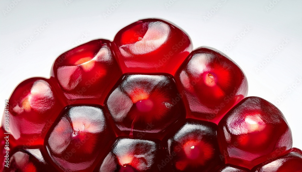 Generated imageUltra-macro of a vibrant pomegranate aril cluster, glowing like rubies against a clean white background, showcasing juicy textures and natural brilliance.
Generated imageUltra-macro of a vibrant pomegranate aril cluster, glowing like rubies against a clean white background, showcasing juicy textures and natural brilliance.