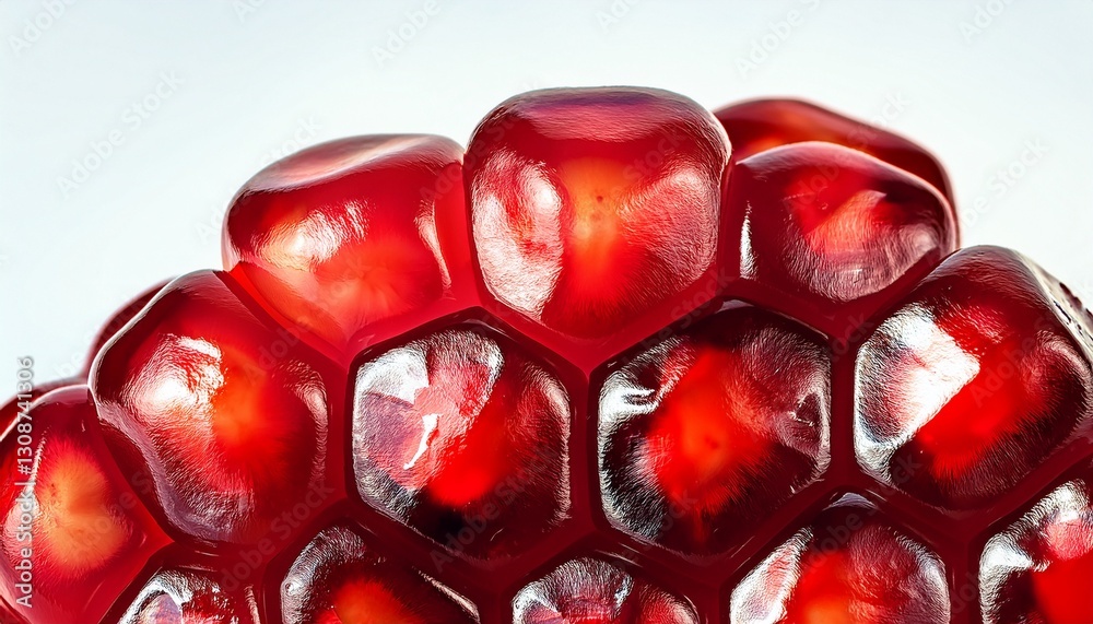 Generated imageUltra-macro of a vibrant pomegranate aril cluster, glowing like rubies against a clean white background, showcasing juicy textures and natural brilliance.
Generated imageUltra-macro of a vibrant pomegranate aril cluster, glowing like rubies against a clean white background, showcasing juicy textures and natural brilliance.