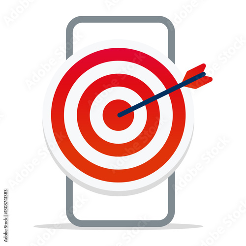 Business target marketing for online marketing on smartphones on a white background