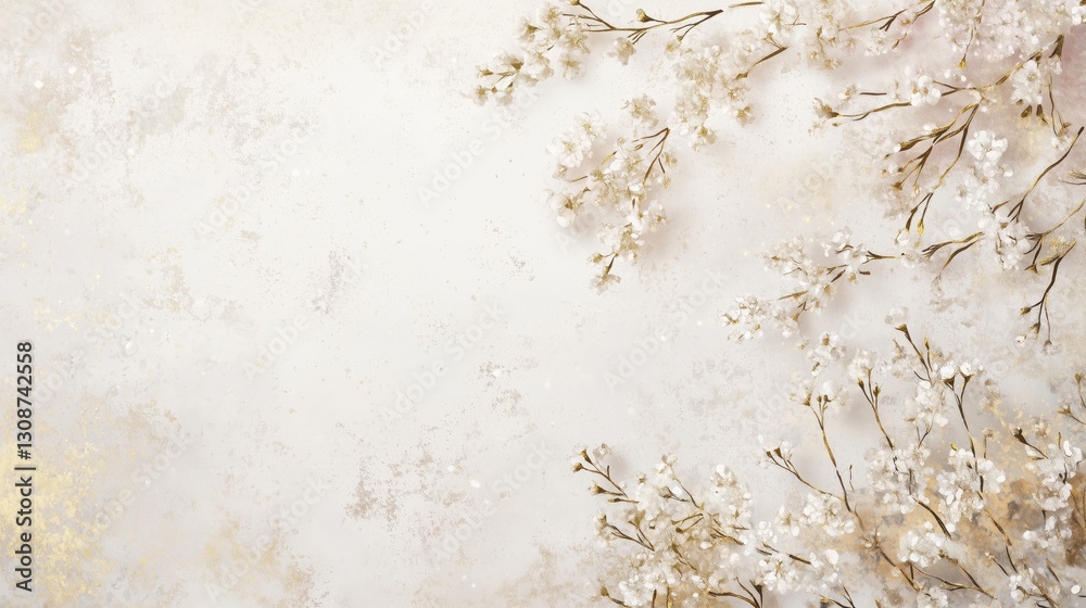 Fototapeta premium Gray Blossom Minimal Watercolor Background