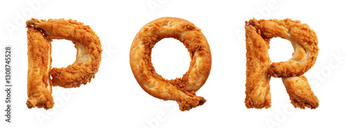 Alphabet shaped from crispy fried chicken. Generative AI	