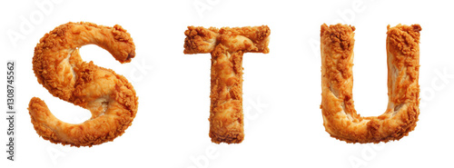 Alphabet shaped from crispy fried chicken. Generative AI	