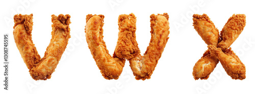 Alphabet shaped from crispy fried chicken. Generative AI	