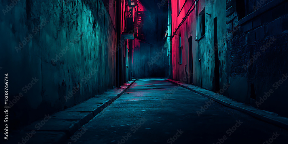 Night View of a Dark Street with Abstract Projection for Cinematic Aesthetic, Noir Themes, or Futuristic Design Night View of a Dark Street with Abstract Projection for Cinematic Aesthetic, Noir Themes, or Futuristic Design