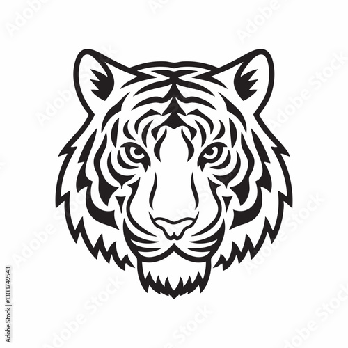 tiger head outline tattoo vector illustratorwhite background