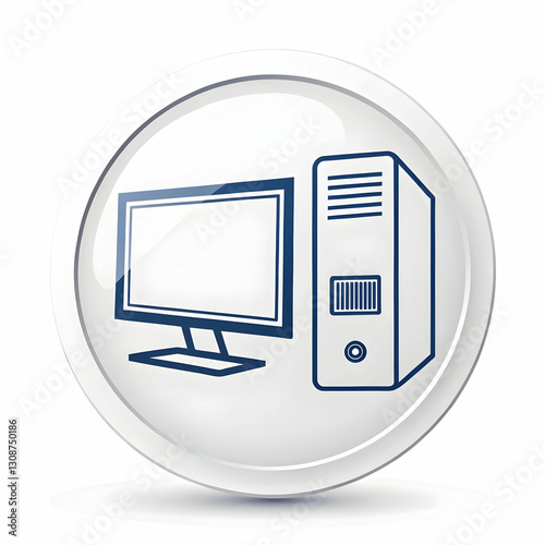A PC icon represents a personal computer, often used to signify a desktop, application,