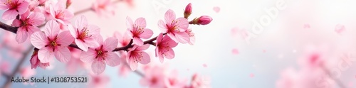 Delicate watercolor cherry blossoms, seamless repeat , pretty, soft