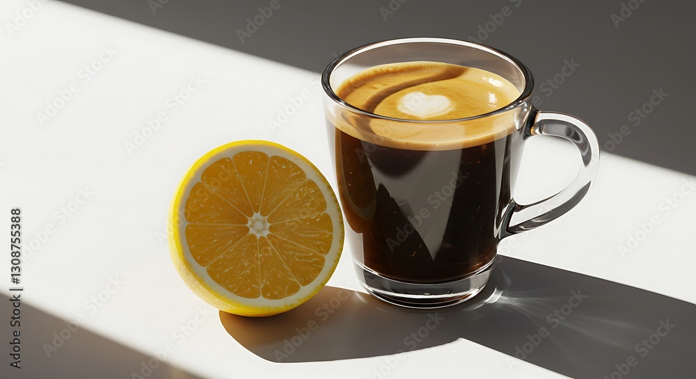 Sunlit Espresso with Orange Slice: A Fresh Morning Beverage AI Generated Sunlit Espresso with Orange Slice: A Fresh Morning Beverage AI Generated