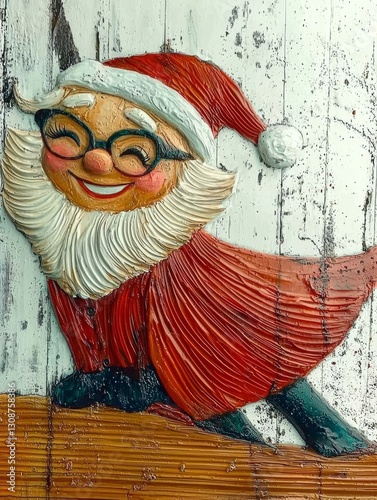 Festive Holiday Character: A cheerful, textured depiction bringing seasonal joy to a rustic backdrop with a friendly, whimsical presence.