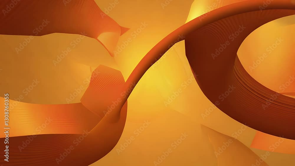 Vivid orange hued swirling shapes create dynamic futuristic motion graphic background seamless looping 3D rendered animation stunning 4K resolution