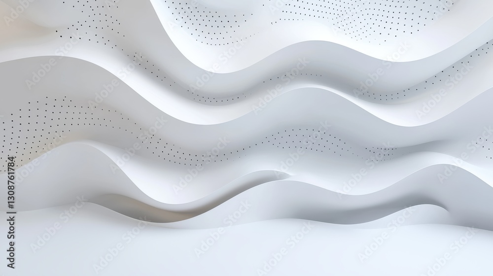 Fototapeta premium Abstract white wavy architectural pattern background with flowing curves and minimalistic design.