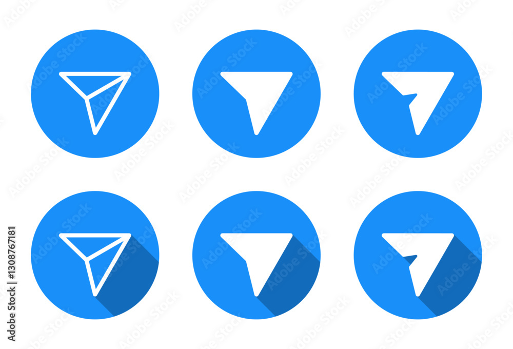 Share, send icon set with long shadow. Social media paper plane repost sign symbol Share, send icon set with long shadow. Social media paper plane repost sign symbol
