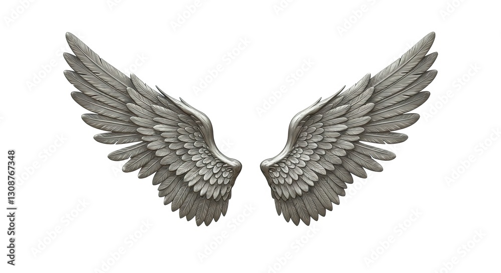 Isolated Wing Pair Depicting Angelic or Mythical Creature on White Isolated Wing Pair Depicting Angelic or Mythical Creature on White