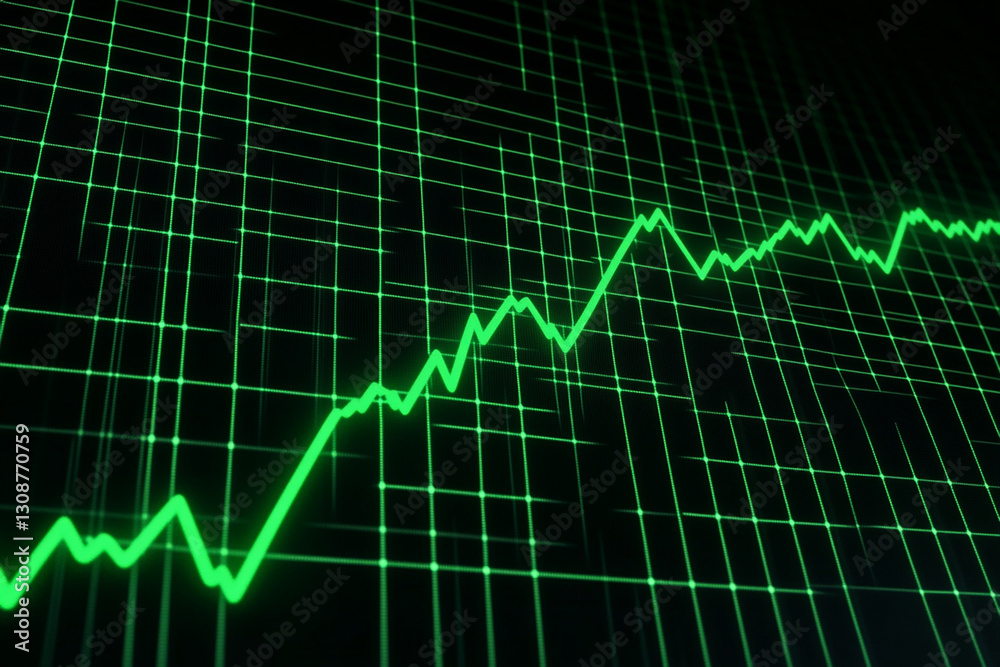 Chart with green lines showing steady growth of the stock market Chart with green lines showing steady growth of the stock market