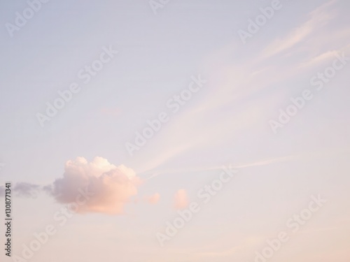 Pastel Pink Sky with Single Cloud at Sunset