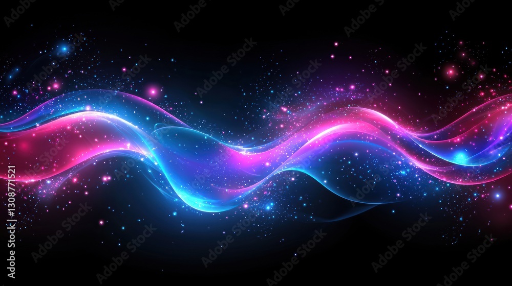 Fototapeta premium Abstract Image Featuring Colorful Wavy Light Streaks Against Black