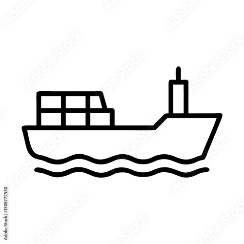 Cargo, ship, boat, freight, vessel, transport, container, sea. Icon for shipping, logistics, and maritime trade. Use on shipping, logistics, or travel sites.