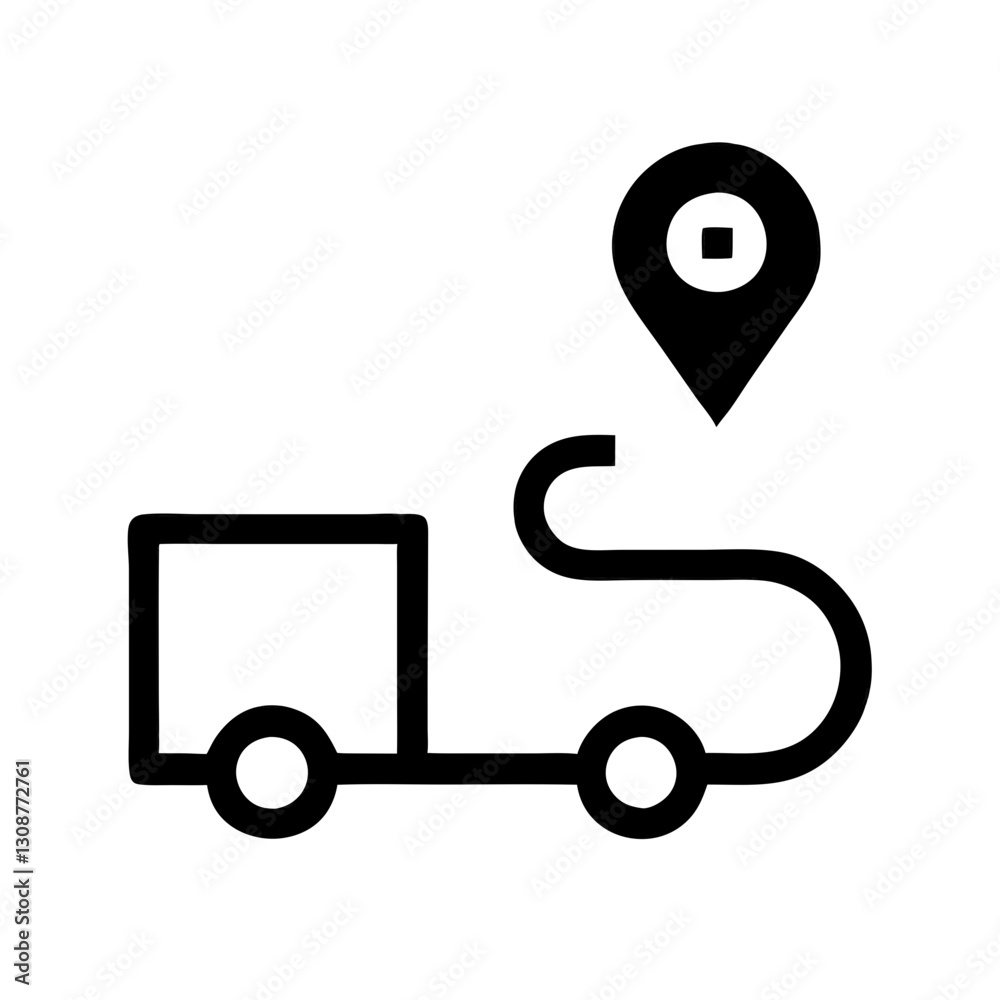 Route, package, delivery, location, map, pin, shipment. Icon for tracking, logistics, and navigation. Use on shipping, navigation, or e-commerce sites. Route, package, delivery, location, map, pin, shipment. Icon for tracking, logistics, and navigation. Use on shipping, navigation, or e-commerce sites.