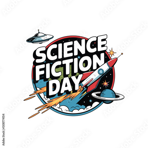 National Science fiction day poster design illustration