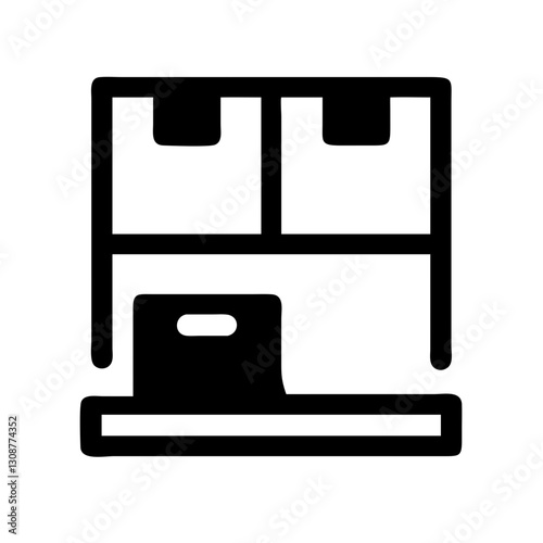 Storage, shelf, boxes, inventory, organization. Simple icon for warehouse, stock, order management. Use on e-commerce, business blogs, or logistics sites.