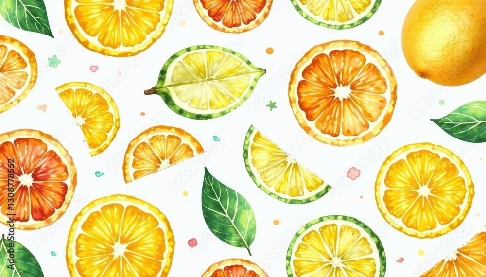Obraz premium Seamless watercolor citrus pattern, perfect for summer prints , juicy, textile