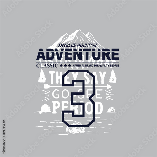 Mountains T-shirt Logo fashion Adventure Varsity Emblem Slogan Tee Design
