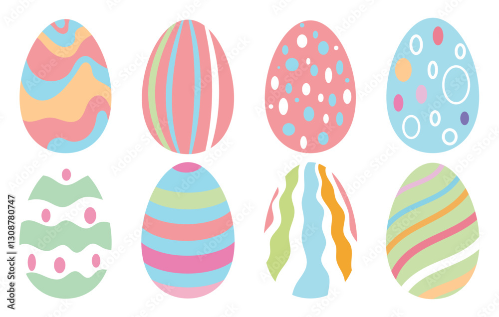 Set of colorful Easter egg with pattern for Easter Day Decoration Vector.