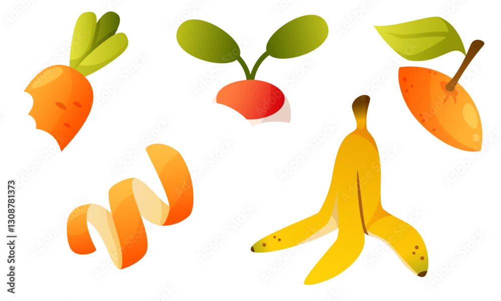 Αυτοκόλλητο Natural organic waste, vegetable and fruit peels, spoiled food waste used for composting