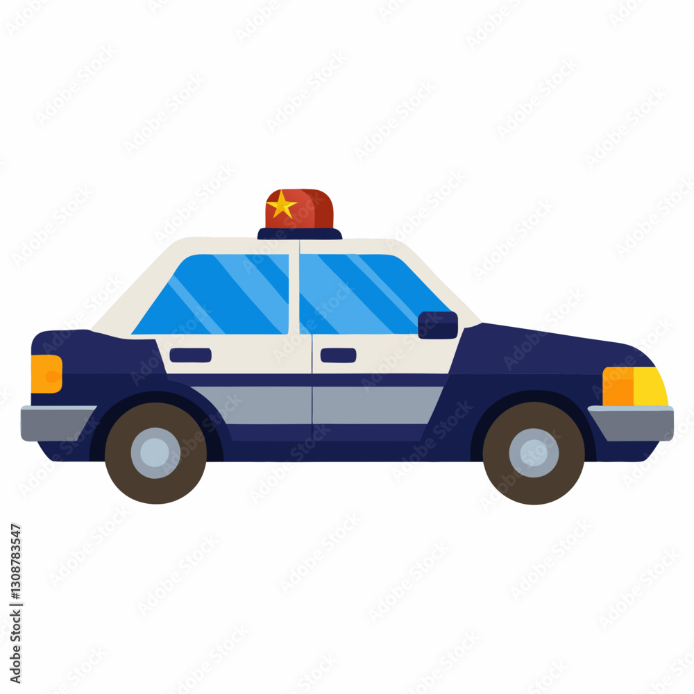 A cartoon illustration of a police car a classic sedan with a red and yellow light on top A cartoon illustration of a police car a classic sedan with a red and yellow light on top